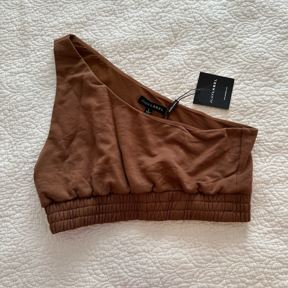 NWT ✨ One shoulder Brown Crop Top Jlux Label